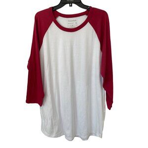 Homefield Raglan Sleeve Baseball TShirt Mens XL White Red Cotton Polyester Tee